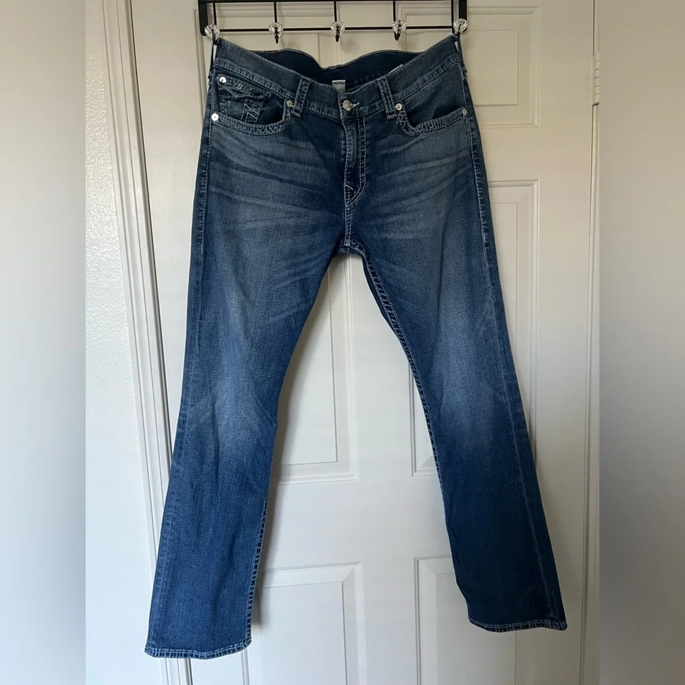Men's True Religion‎ Straight Flap Tru Indigo Big T Hip Hop Pants sz 38